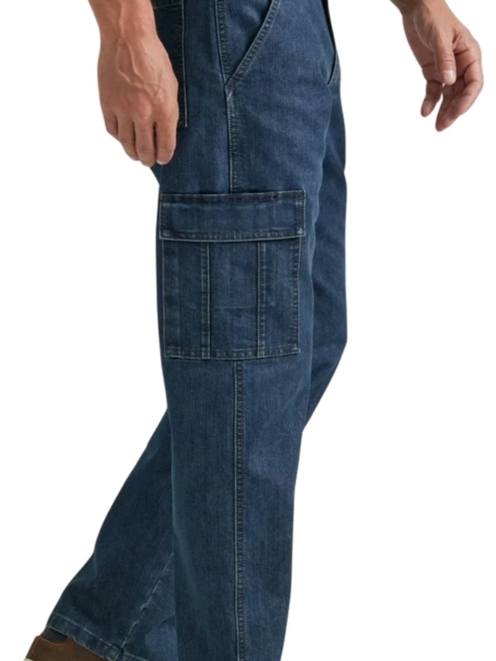 NWT Wrangler Men’s Relaxed Fit Wide Leg Cargo Jeans - Dark Stone 44x30